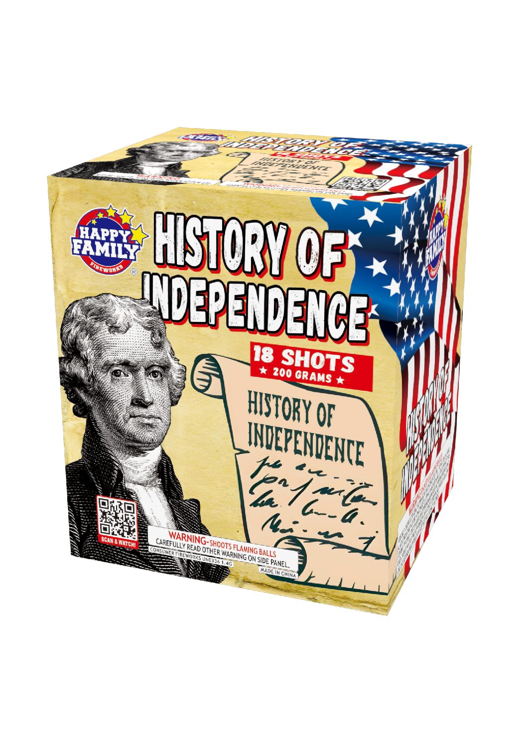 JL1547 HAPPY FAMILY FIREWORKS HISTORY OF INDEPENDENCE   18 SHOT'S