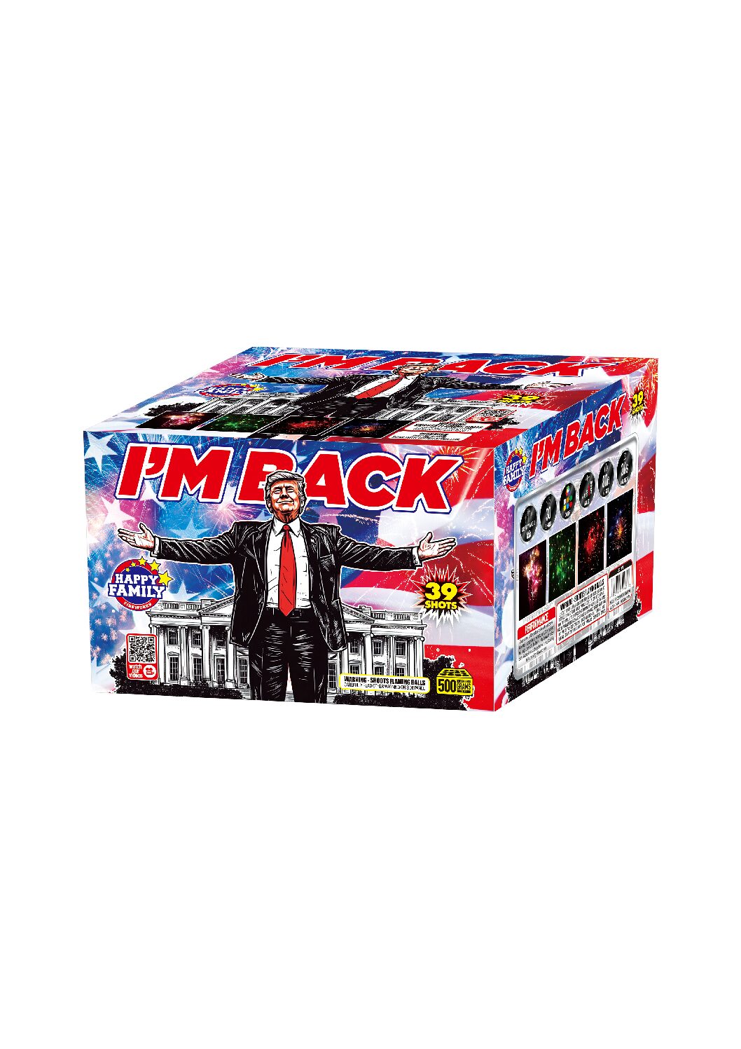 JL21071 HAPPY FAMILY FIREWORKS  I'M BACK 39 SHOT'S  TRUMP CAKE