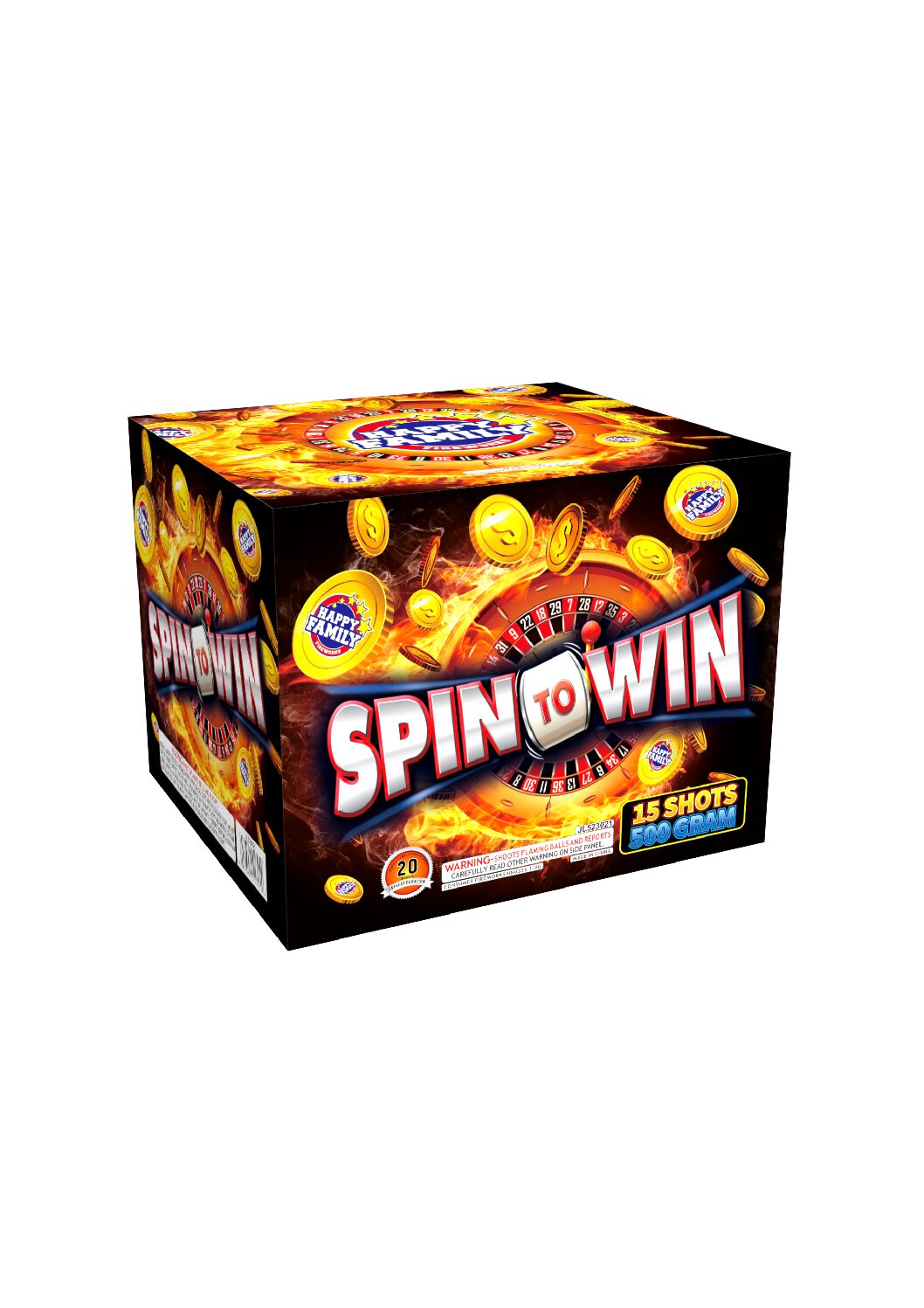 JL523021 HAPPY FAMILY FIREWORKS  SPIN TO WIN 15 SHOT'S