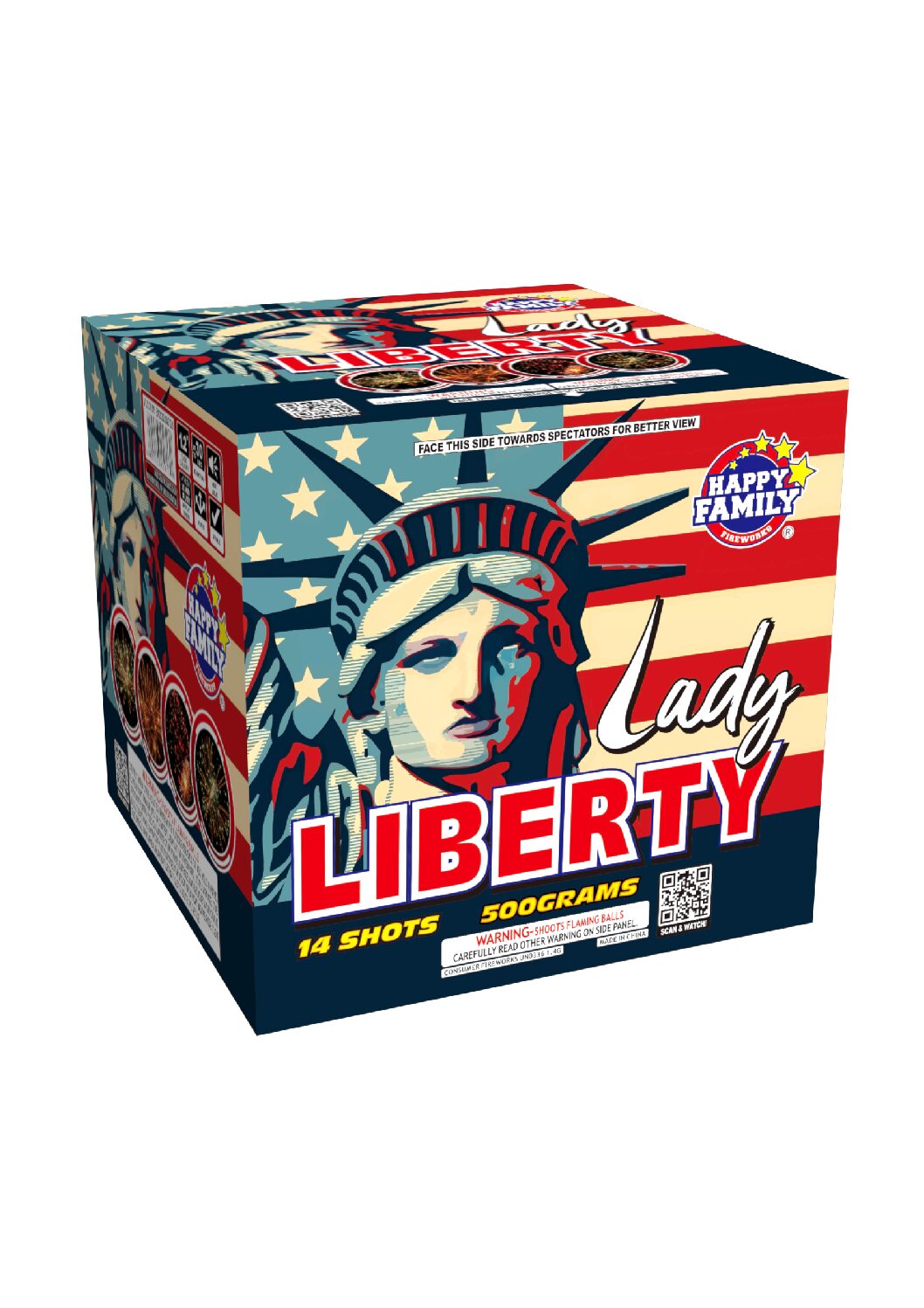 JL523058 HAPPY FAMILY FIREWORKS LADY LIBERTY 14SHOT'S