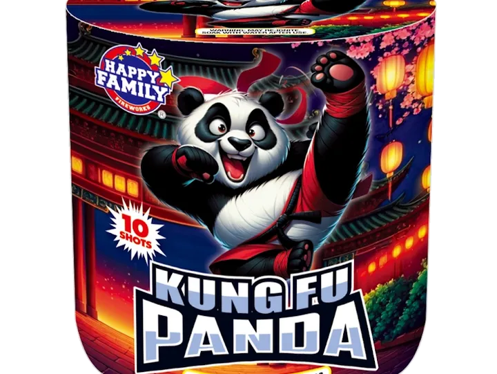 JL223027 HAPPY FAMILY FIREWORKS KUNG FU PANDA 10 SHOTS