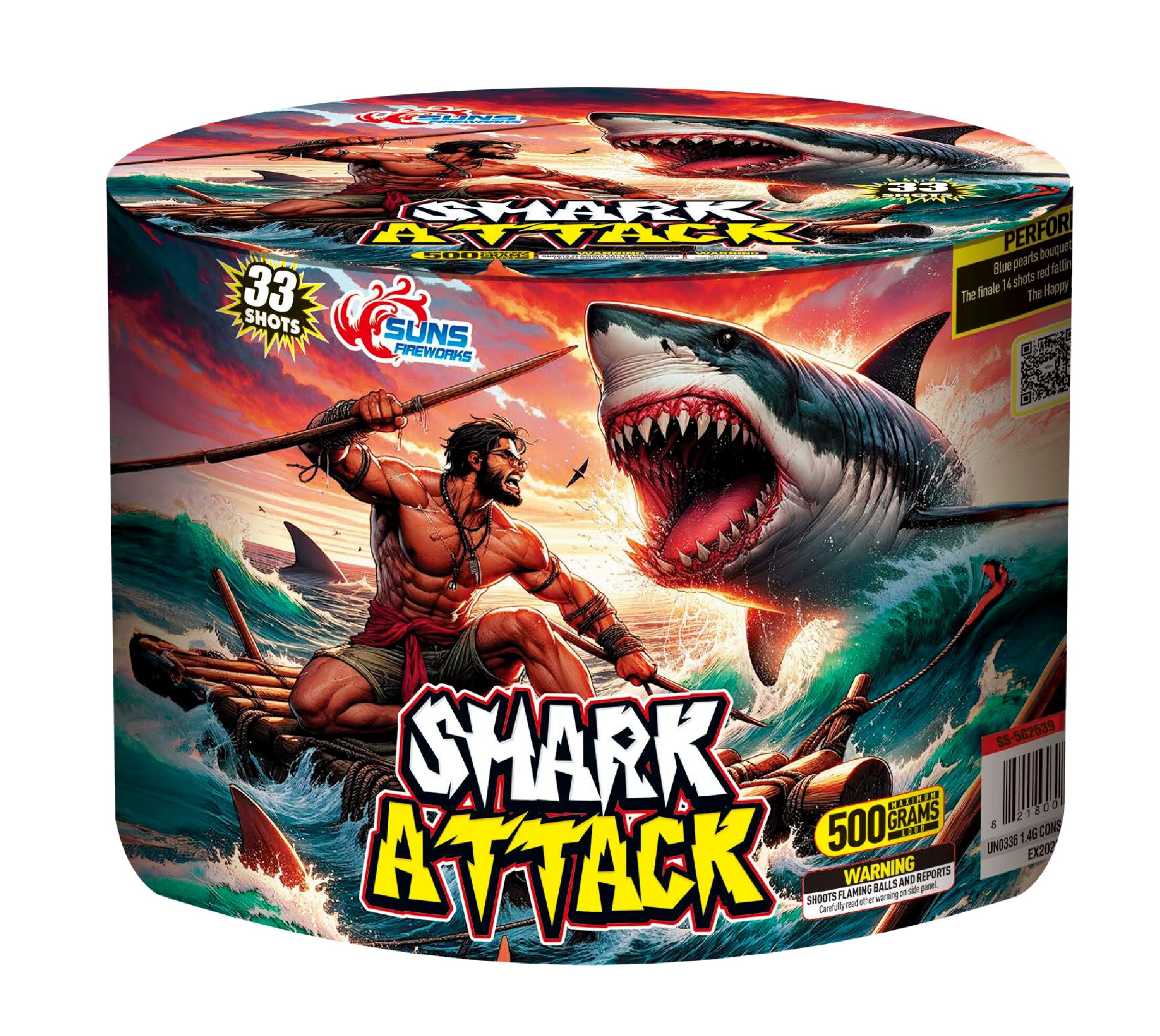 SS-5G2539  SUNS FIREWORKS SHARK ATTACK 33 SHOTS